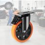 VEVOR Caster Wheels, 15.2 cm Swivel Plate Casters, Set of 4, with Security A/B Locking No Noise PVC Wheels, Heavy Duty 317.5 kg Load Capacity Per Caster, Non-Marking Wheels for Cart Furniture Workbench