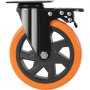 VEVOR Caster Wheels, 15.2 cm Swivel Plate Casters, Set of 4, with Security A/B Locking No Noise PVC Wheels, Heavy Duty 317.5 kg Load Capacity Per Caster, Non-Marking Wheels for Cart Furniture Workbench