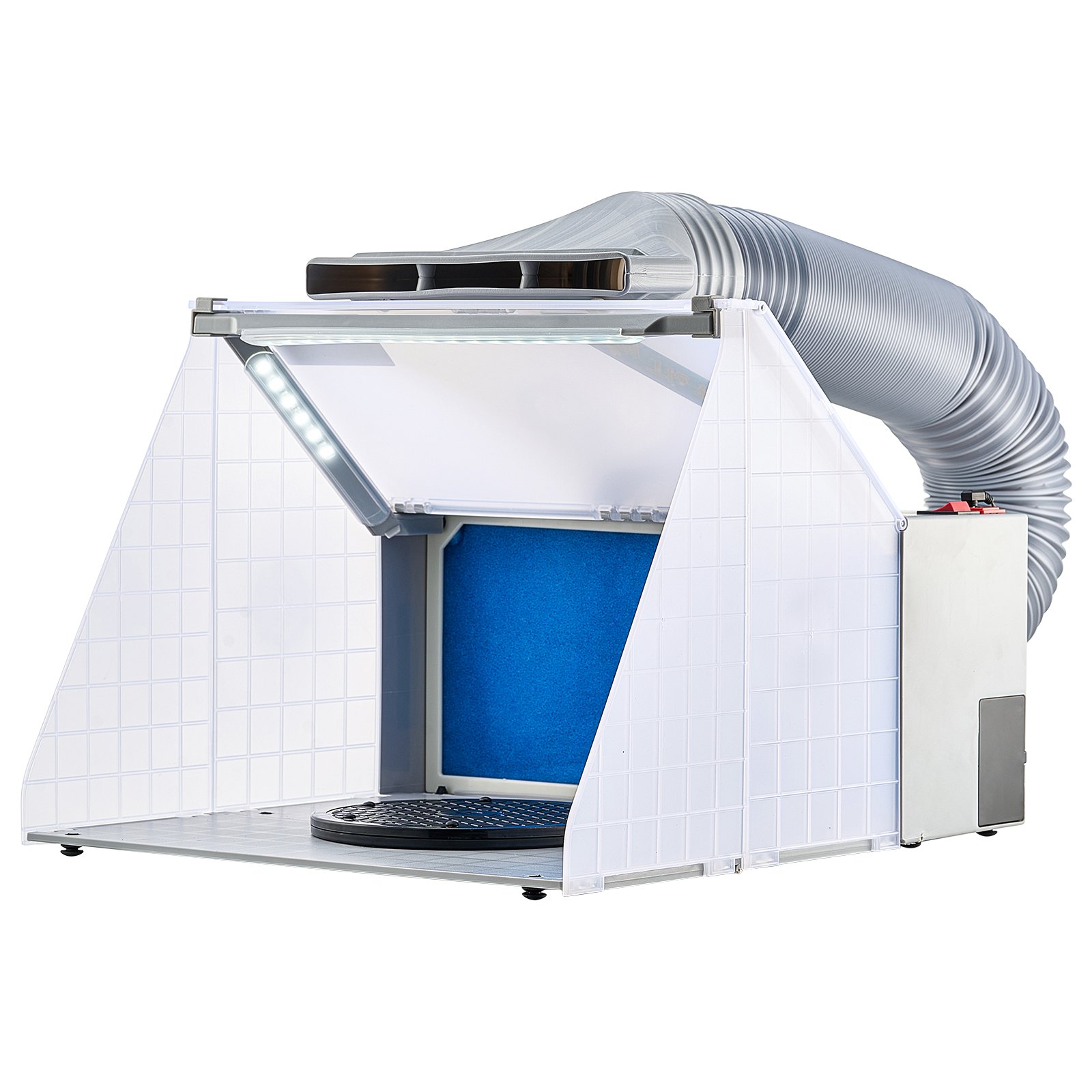 Kabina lakiernicza VEVOR Airbrush, zestaw kabiny lakierniczej 4 m³/min, z oświetleniem LED, wentylatorem wyciągowym i wężem przedłużającym wyciąg, do malowania modeli, sztuki, rzemiosła, modeli tortów