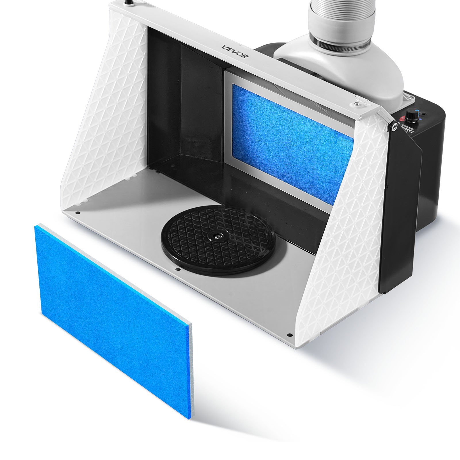 Kabina lakiernicza VEVOR z dwoma wentylatorami (545 x 475 x 370 mm), przenośna kabina lakiernicza z 3 diodami LED i wężem przedłużającym, do malowania modeli, dzieł sztuki