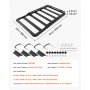 VEVOR Kosz dachowy 1626 x 990 x 115 mm Kosz dachowy z przedłużeniem, ładowność do 90,72 kg, odporny na warunki atmosferyczne kosz dachowy wykonany ze stopu aluminium, kosz transportowy na dach, odpowiedni do SUV-ów, pick-upów i ciężarówek