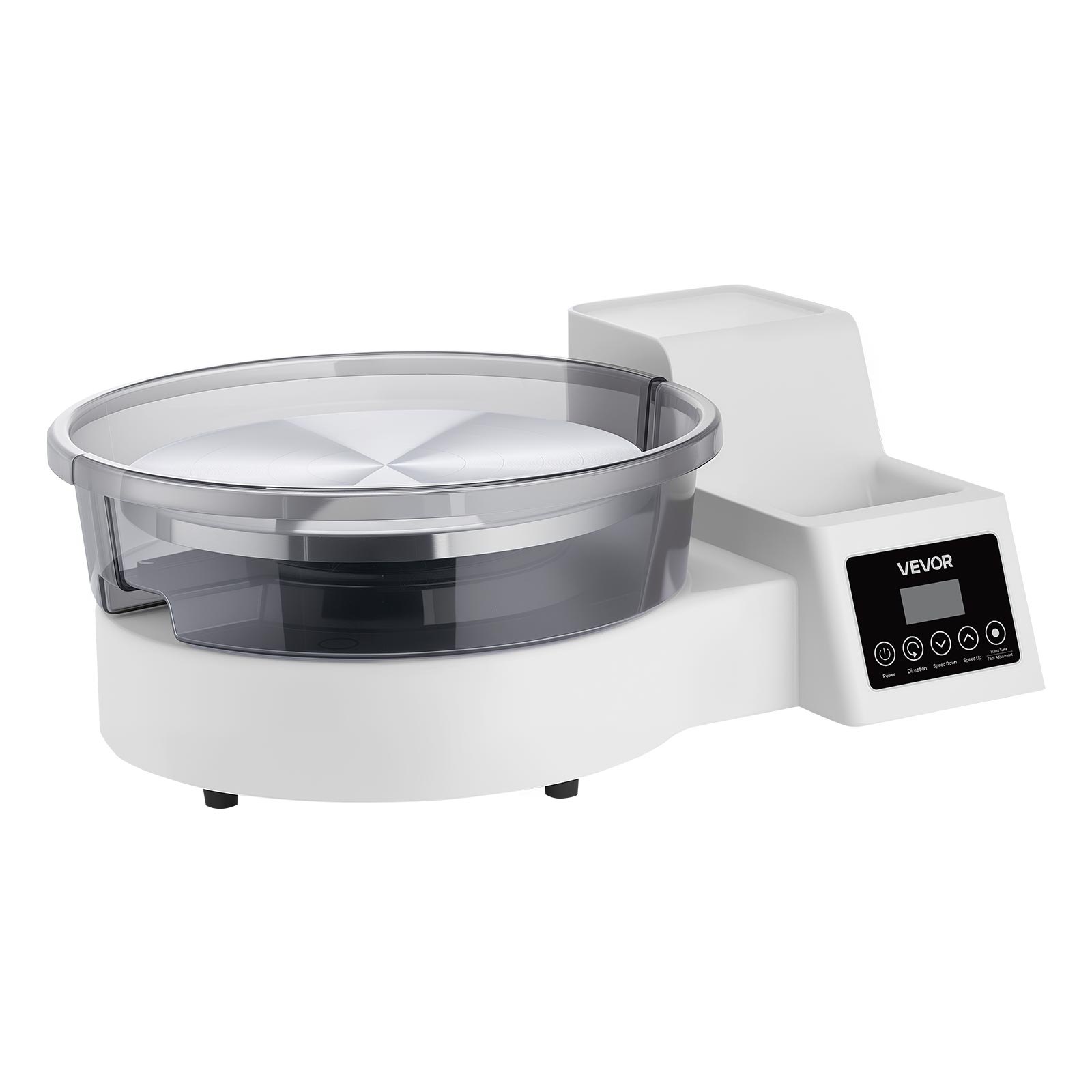 Koło garncarskie elektryczne VEVOR 450 W, talerz obrotowy 28 cm (aluminium), maszyna garncarska z pedałem nożnym i regulowaną prędkością 30-300 obr./min oraz obudową PP, do samodzielnego tworzenia glinianych modeli, białe