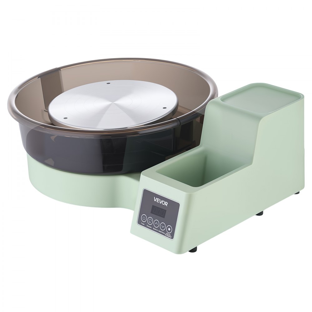 Koło garncarskie elektryczne VEVOR 450 W, talerz obrotowy 28/36 cm, maszyna garncarska z pedałem nożnym i regulowaną prędkością 30-300 obr./min oraz skrzynką narzędziową, idealne dla początkujących do samodzielnego tworzenia glinianych modeli, kolor zielony