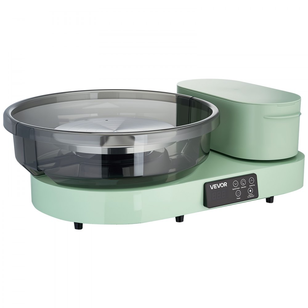 Koło garncarskie elektryczne VEVOR 450 W, talerz obrotowy 28 cm/36 cm, maszyna garncarska z pedałem nożnym i regulowaną prędkością 30-300 obr./min oraz aluminiową obudową, do samodzielnego tworzenia glinianych modeli, kolor zielony