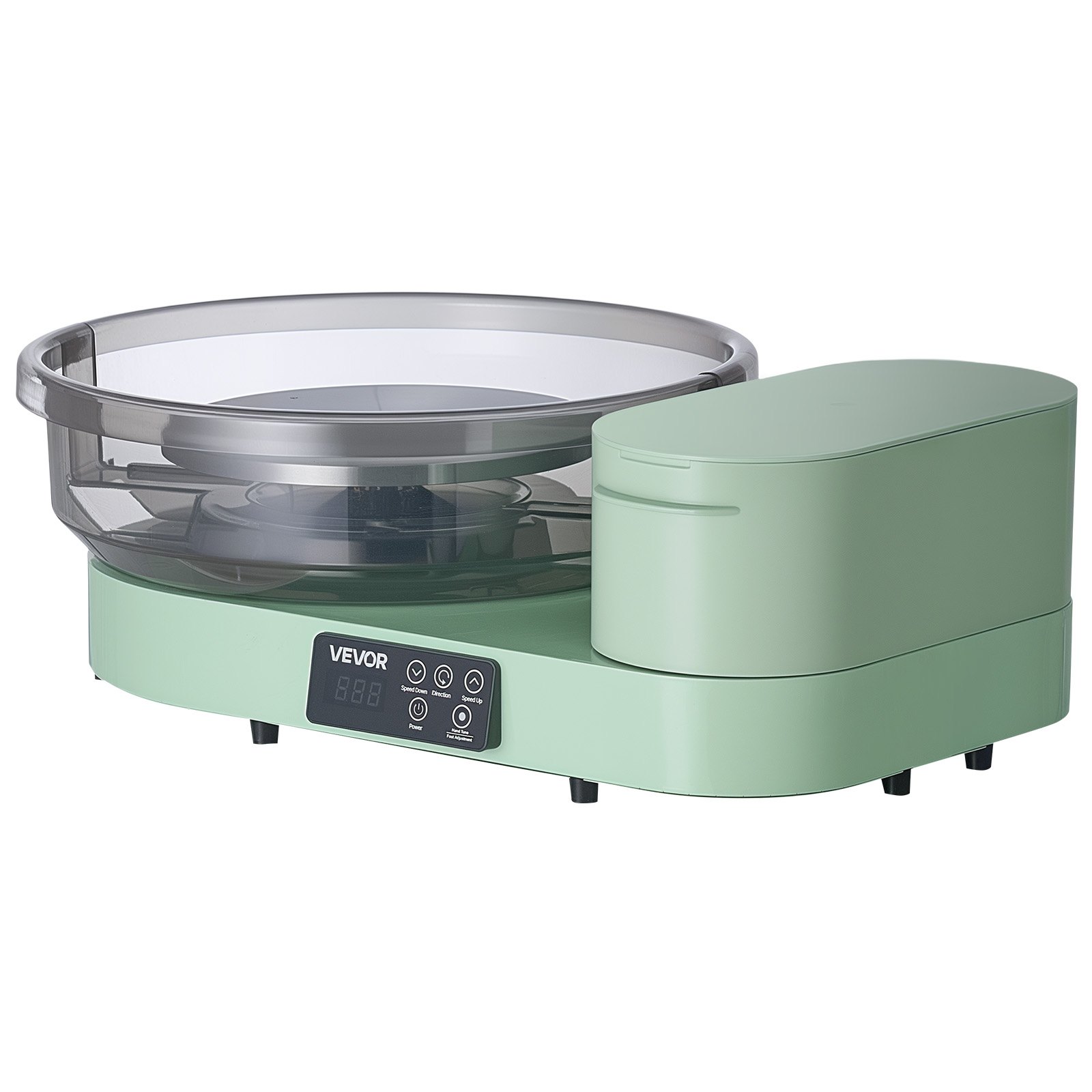 Koło garncarskie elektryczne VEVOR 450 W, talerz obrotowy 28 cm/36 cm, maszyna garncarska z pedałem nożnym i regulowaną prędkością 30-300 obr./min oraz aluminiową obudową, do samodzielnego tworzenia glinianych modeli, kolor zielony