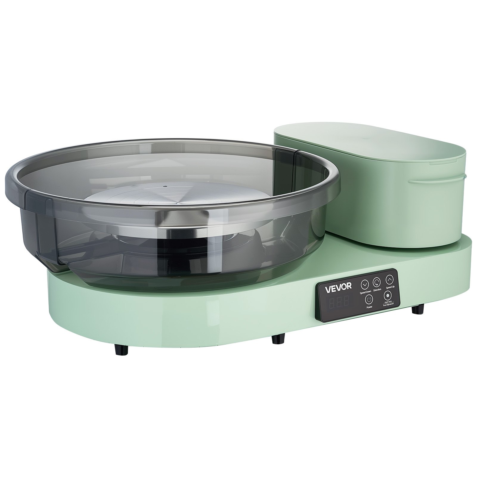 Koło garncarskie elektryczne VEVOR 450 W, talerz obrotowy 28 cm/36 cm, maszyna garncarska z pedałem nożnym i regulowaną prędkością 30-300 obr./min oraz aluminiową obudową, do samodzielnego tworzenia glinianych modeli, kolor zielony