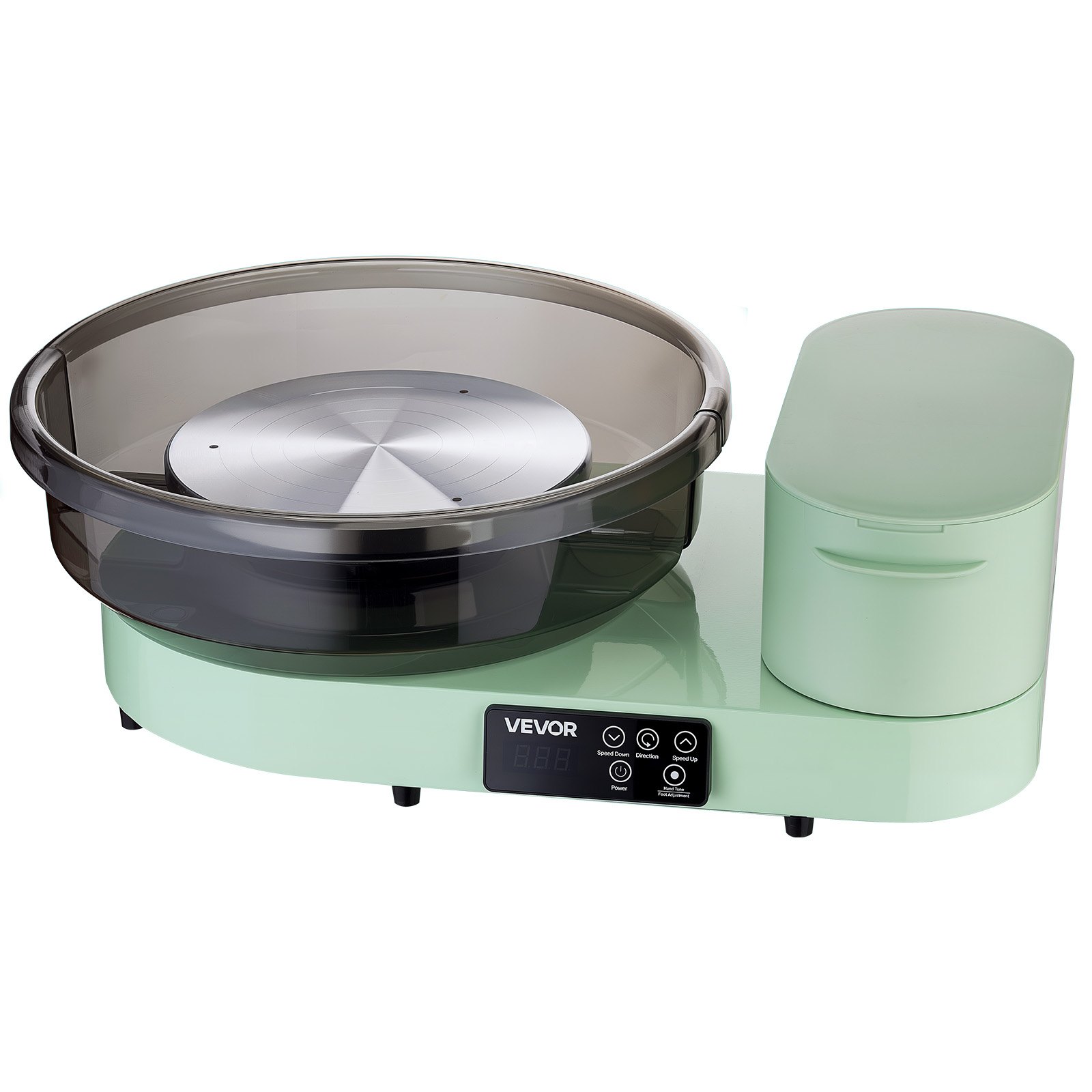 Koło garncarskie elektryczne VEVOR 450 W, talerz obrotowy 28 cm/36 cm, maszyna garncarska z pedałem nożnym i regulowaną prędkością 30-300 obr./min oraz aluminiową obudową, do samodzielnego tworzenia glinianych modeli, kolor zielony