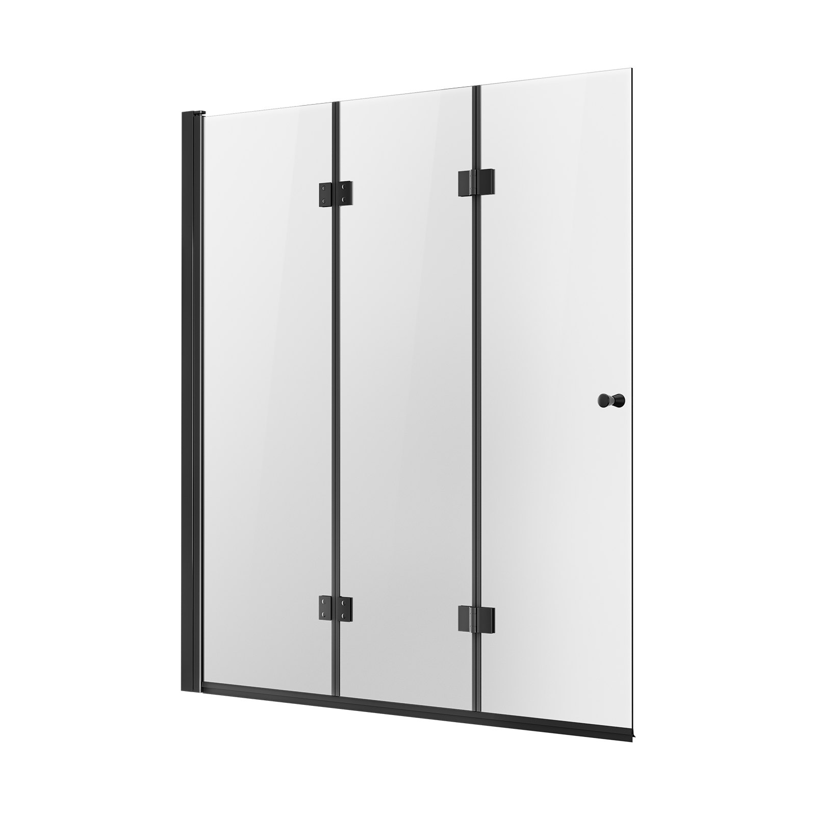 Drzwi prysznicowe VEVOR do wanny i prysznica (1295 x 1422 mm / szer. x wys.) Bezramowe składane drzwi prysznicowe z zawiasami, trójskrzydłowe drzwi szklane z obrotową konstrukcją 180°, do wanny, czarne