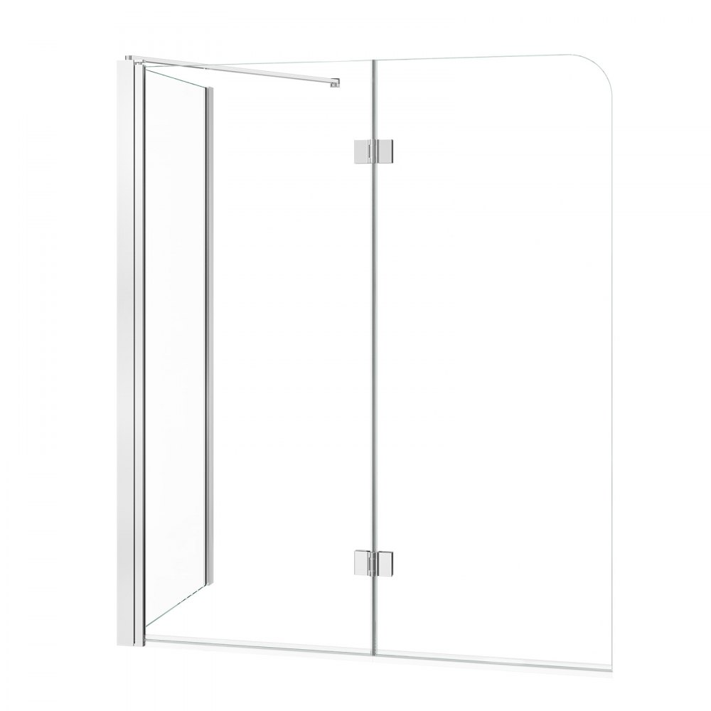 VEVOR Parawan prysznicowy do wanny 70/120x140 cm, półramowy, 6 mm, srebrny, składany, dwupanelowy, szkło bezpieczne, powłoka nano, składany o 180°, 1 stały i 2 składane panele, srebrny