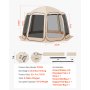 VEVOR Screen House Tent, 3660 x 3380 x 2300 mm, 10-12 Person Pop Up Screen Tent, Portable Screened in Canopy with Carry Bag, Netting Sides, Ground Stakes, for Garden, Patio, Outdoor Activities, Beige