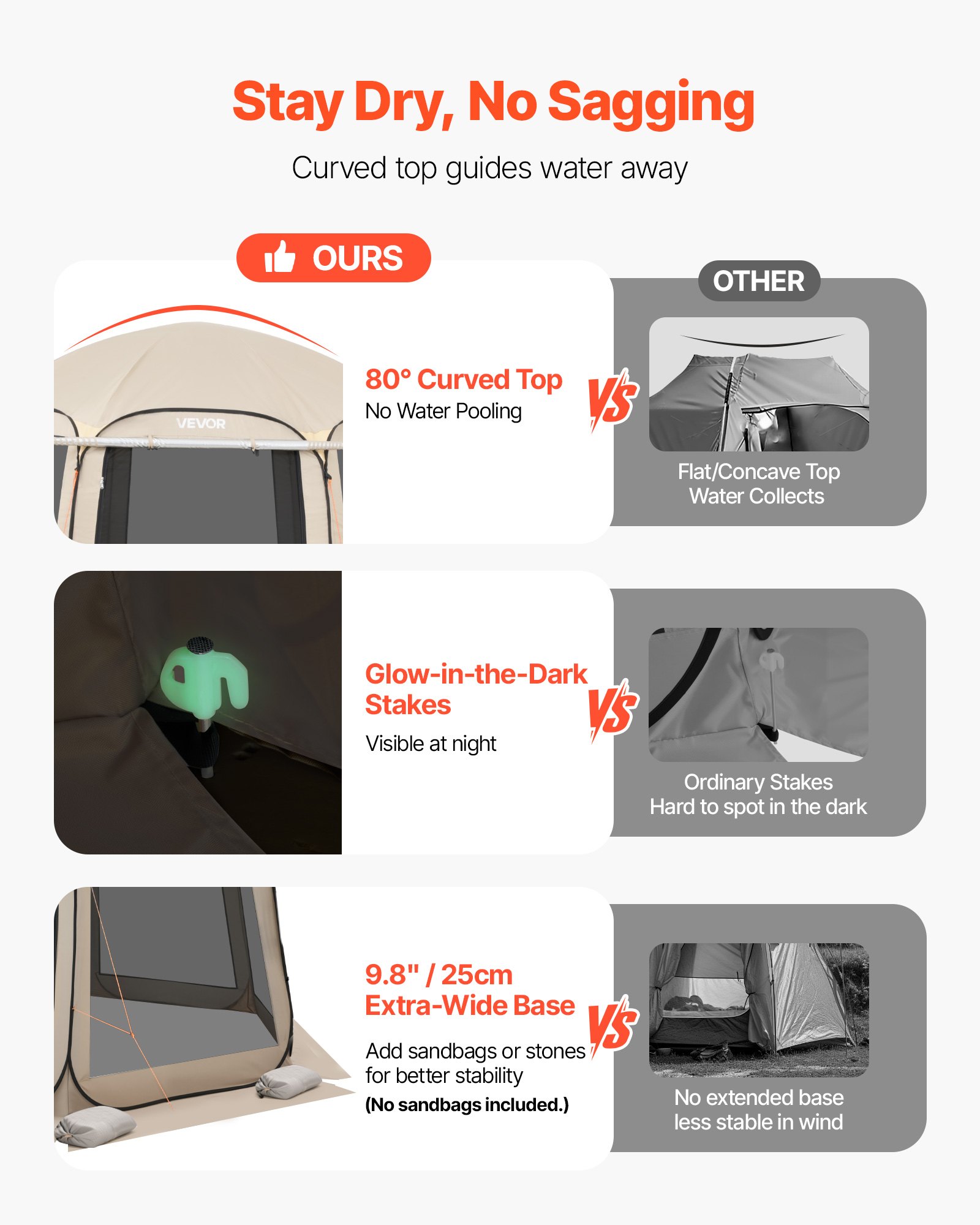 Namiot kempingowy VEVOR, 365,76 x 335,28 x 230 cm, rozkładany namiot z rozkładaną markizą, namiot imprezowy dla 10–12 osób, w zestawie torba transportowa i ścianki boczne z siatki, do użytku na patio i na świeżym powietrzu, beżowy