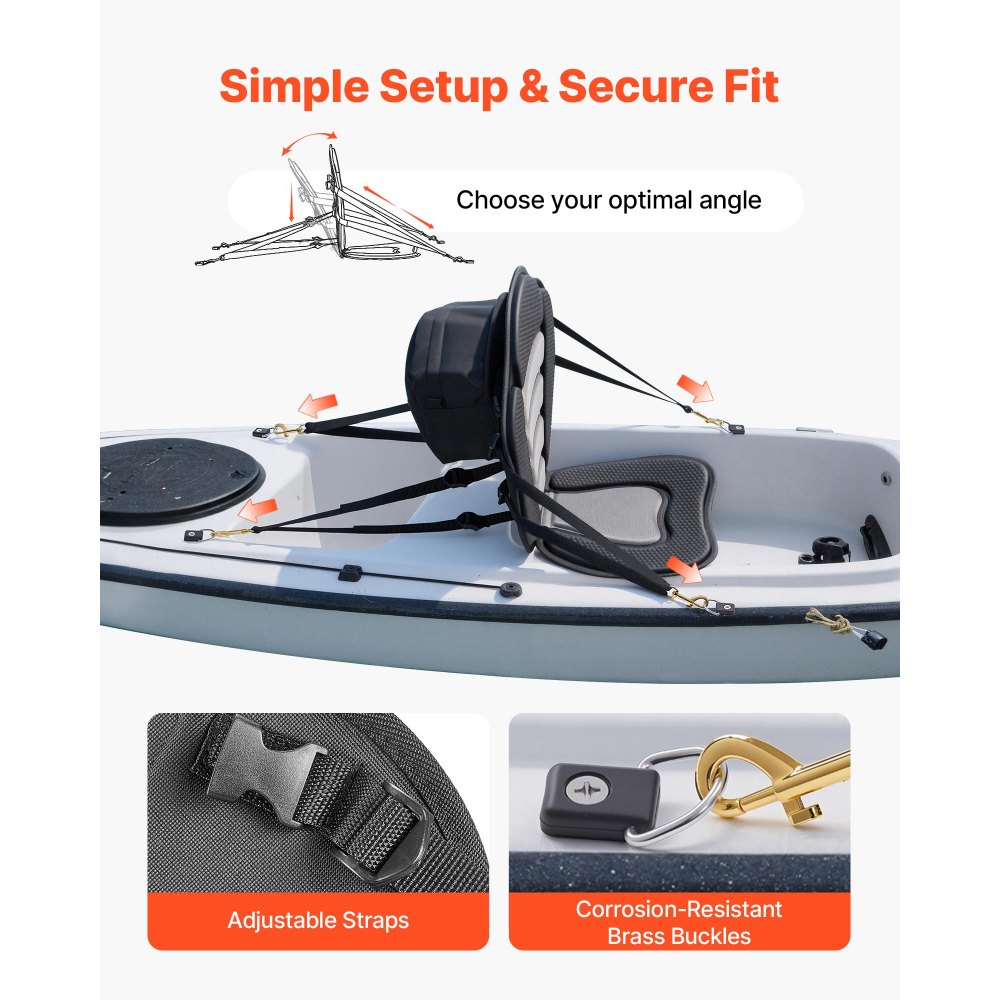 VEVOR 1 x siedzisko kajakowe o grubości 12 mm, wyściełane siedzisko do deski SUP, siedzisko łodzi z oparciem, torbą do przechowywania i regulowanymi paskami do kajaka SUP, łodzi wędkarskiej, nadmuchiwanego kajaka