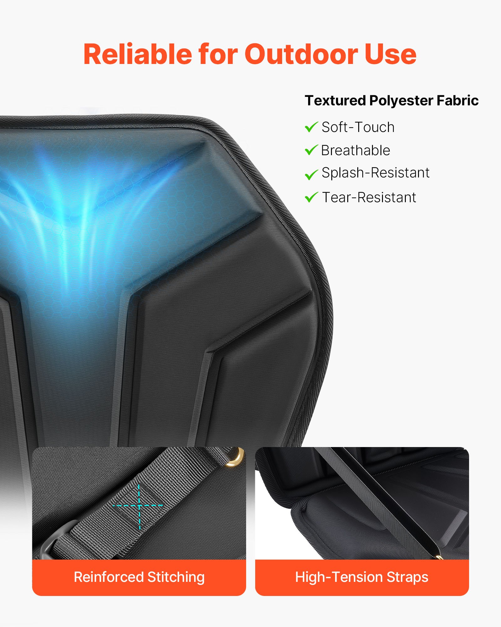 VEVOR 1 x Siedzisko kajakowe o grubości 31 mm, wyściełane siedzisko do deski SUP, siedzisko łodzi z oparciem i torbą do przechowywania, regulowanymi paskami i sześciokątną poduszką na siedzisko do łodzi SUP, kajaka, łodzi wędkarskiej