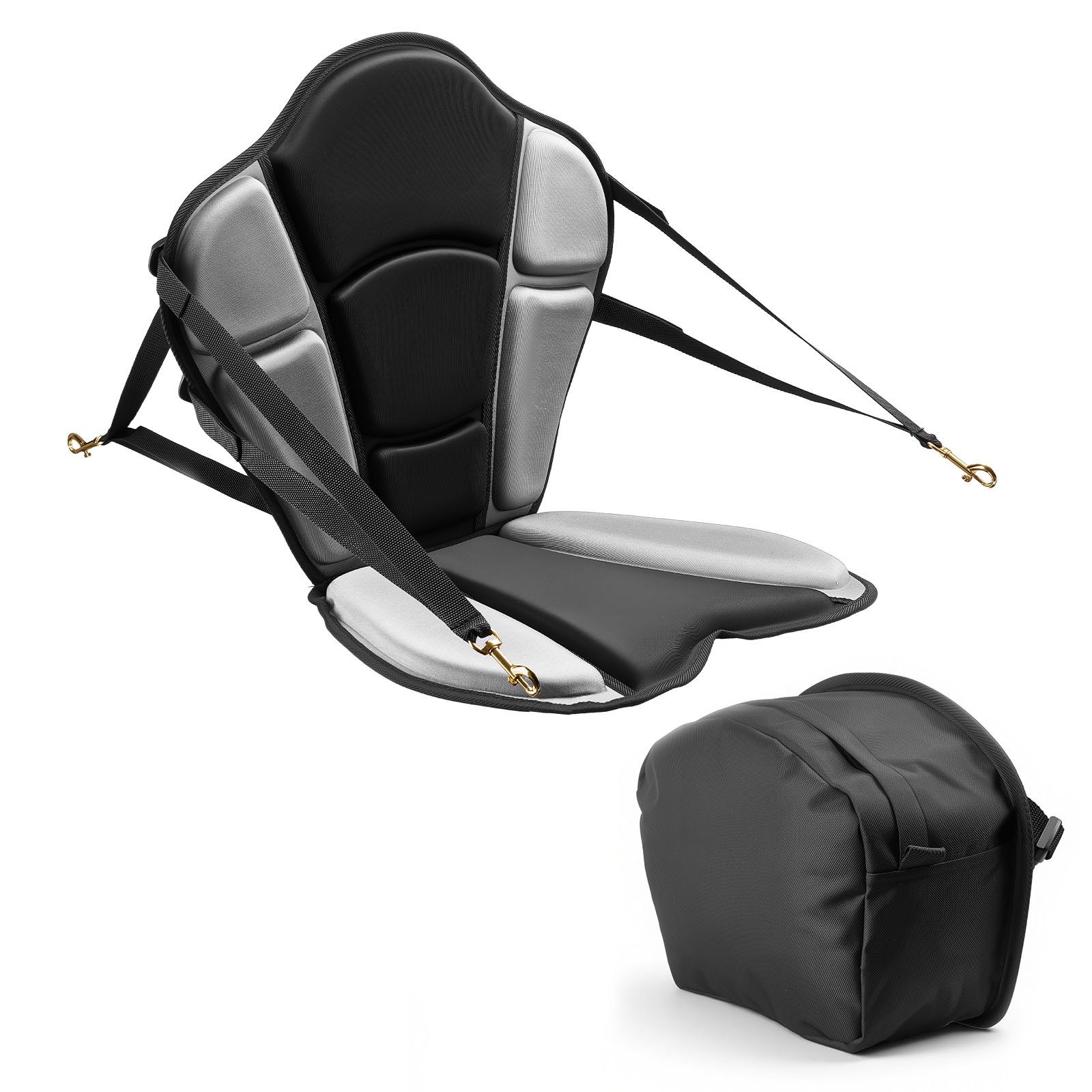 VEVOR Kayak Seat, 1 Pack 31 mm Thick, Universal Paddle Board Seat with Back Support, Sit-on-Top Soft Padded Cushion with Storage Bag & Adjustable Straps for SUP, Fishing/Inflatable Kayak, Rowboat