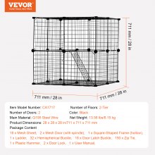 VEVOR 2-poziomowa klatka dla kota Klatka z drutu metalowego 711x711x711mm