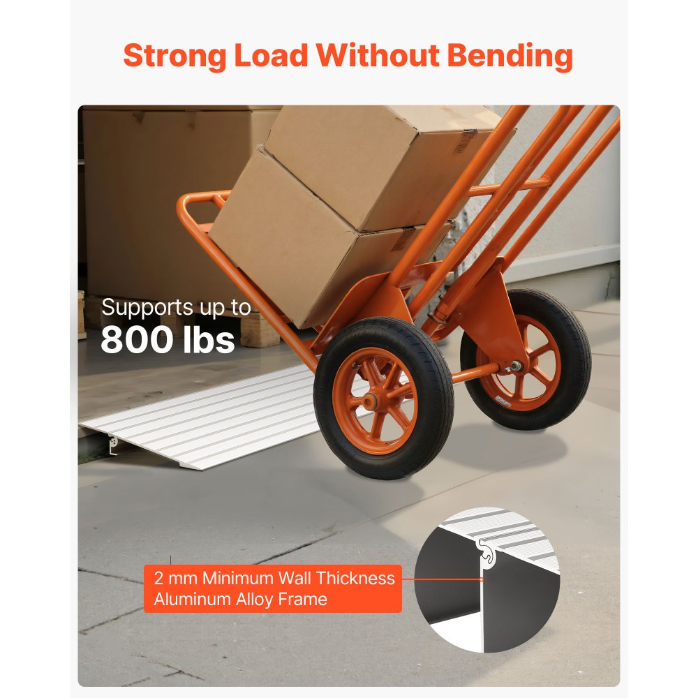 VEVOR Door Threshold Ramp, 26 mm Rise, Aluminum Alloy Threshold Ramp Rated 363 kg Load Capacity, Handicap Ramps for Home Steps for Wheelchair, Scooters, Power Chairs, Walkers, Bicycle, Tricycle