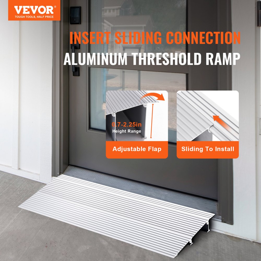 Rampa progowa VEVOR 30,9 x 86,4 x 5,1 cm Rampa dla wózków inwalidzkich o nośności 362,8 kg Rampa krawężnikowa ze stopu aluminium Modułowa konstrukcja Rampa progowa Rampa aluminiowa antypoślizgowa