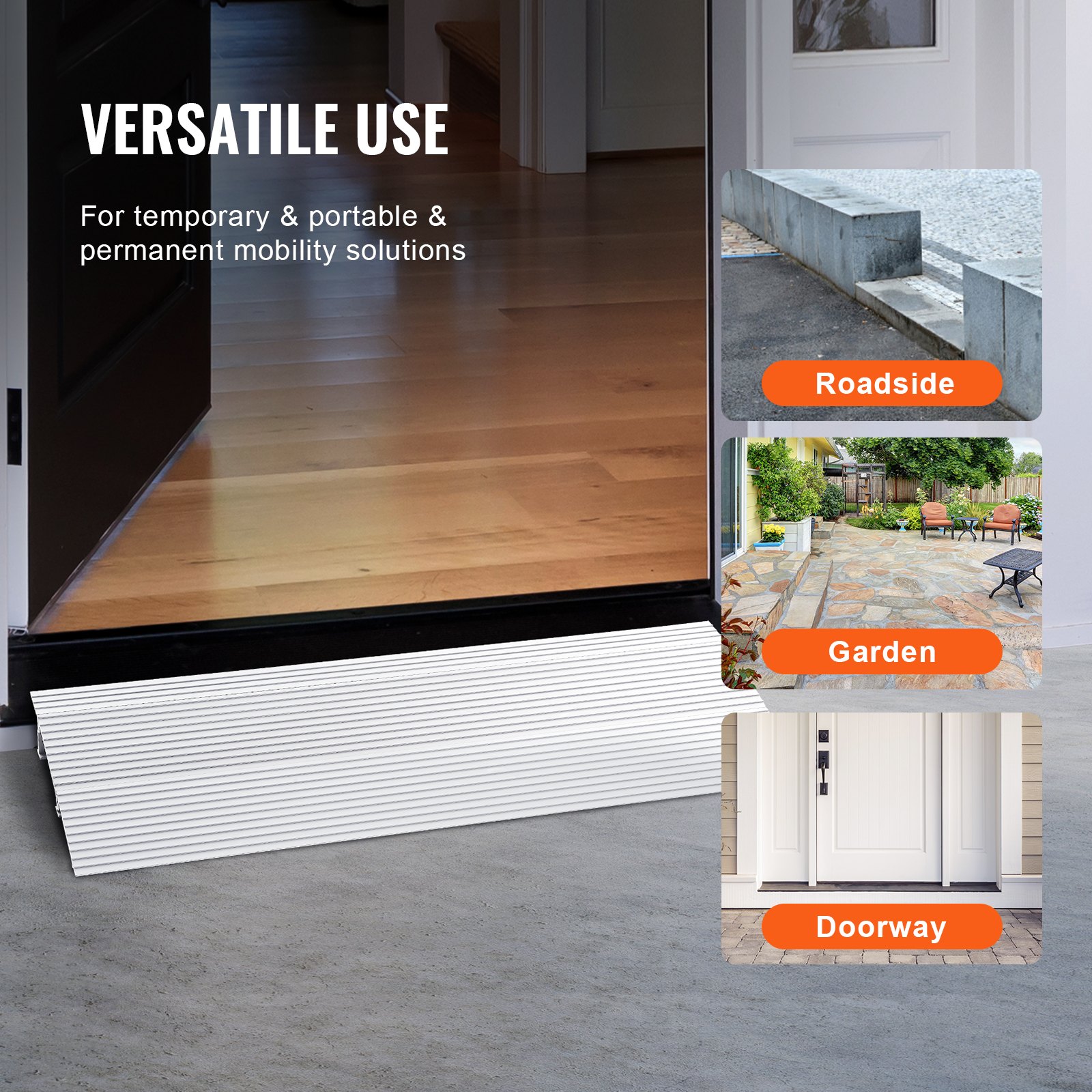 Rampa progowa VEVOR 30,9 x 86,4 x 5,1 cm Rampa dla wózków inwalidzkich o nośności 362,8 kg Rampa krawężnikowa ze stopu aluminium Modułowa konstrukcja Rampa progowa Rampa aluminiowa antypoślizgowa