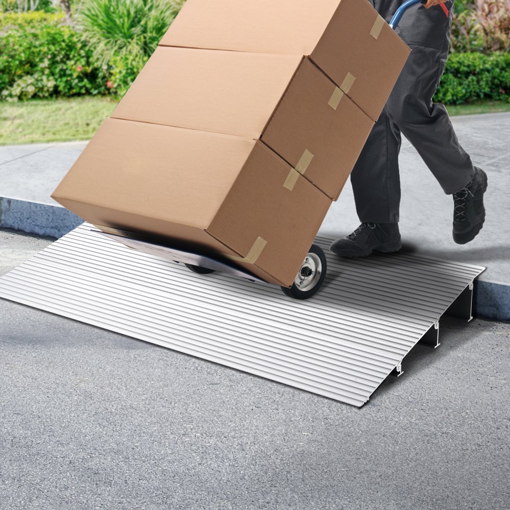 Rampa progowa VEVOR 43,6 x 86,4 x 7,6 cm Rampa dla wózków inwalidzkich o nośności 362,8 kg Rampa krawężnikowa ze stopu aluminium Modułowa konstrukcja Rampa progowa Rampa aluminiowa antypoślizgowa