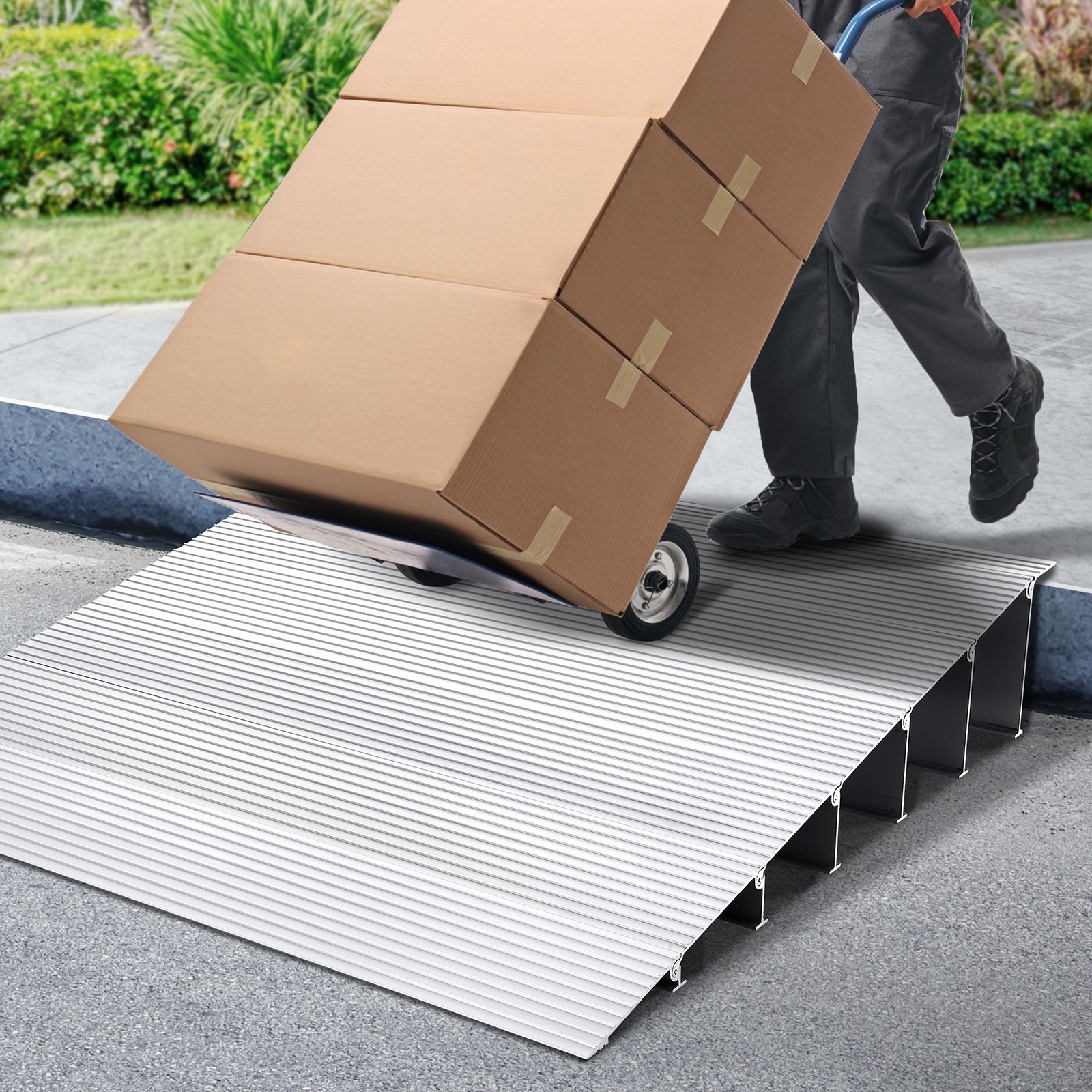 Rampa progowa VEVOR 69 x 86,4 x 15,2 cm Rampa dla wózków inwalidzkich o nośności 362,8 kg Rampa krawężnikowa ze stopu aluminium Modułowa konstrukcja Rampa progowa Rampa aluminiowa antypoślizgowa