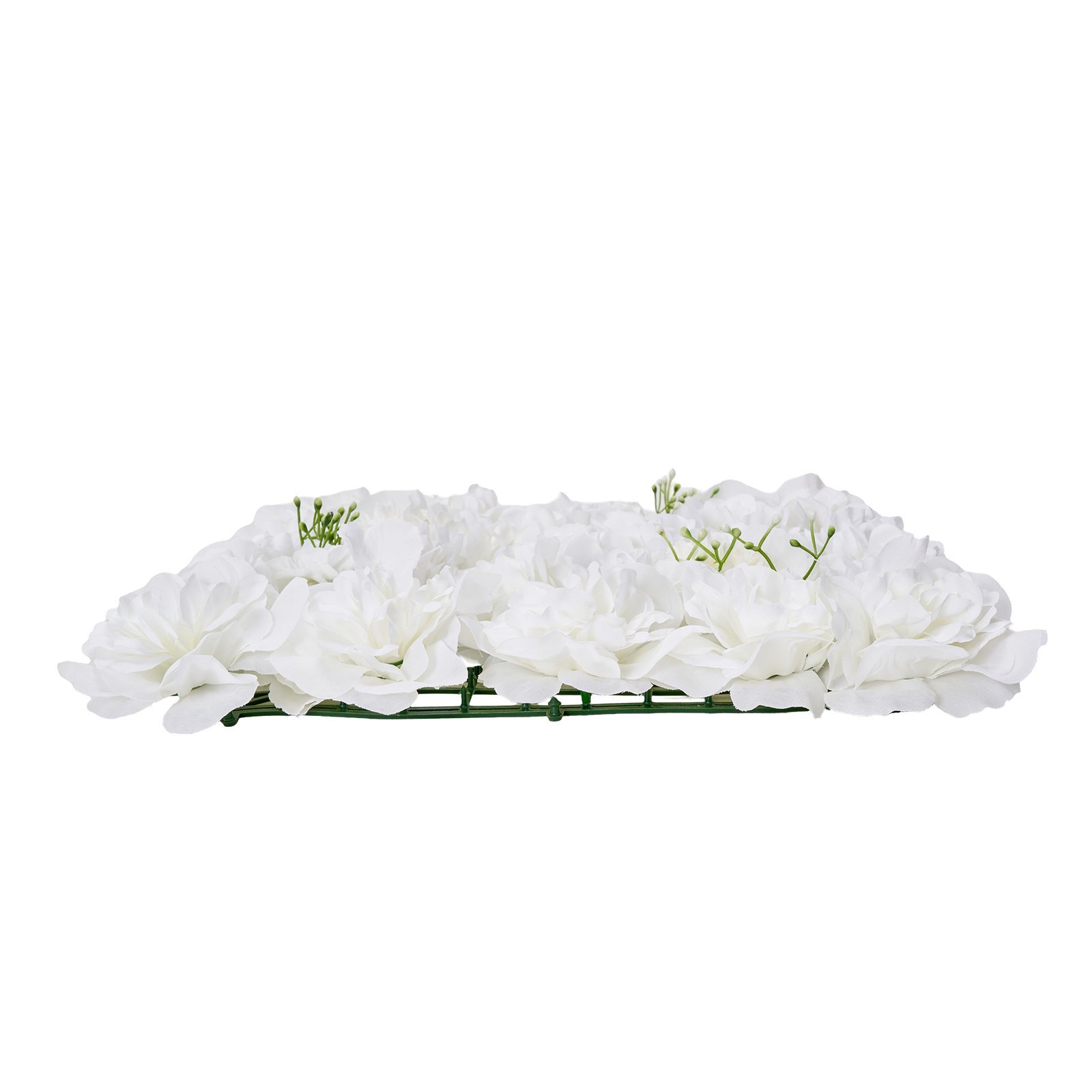 VEVOR Sztuczna ściana roślinna, 24 sztuki, 380 x 380 x 65 mm, Sztuczny żywopłot, Bezszwowa konstrukcja i łatwy montaż na ślub, Walentynki, do domu, baby shower, dekoracja tła, Biały