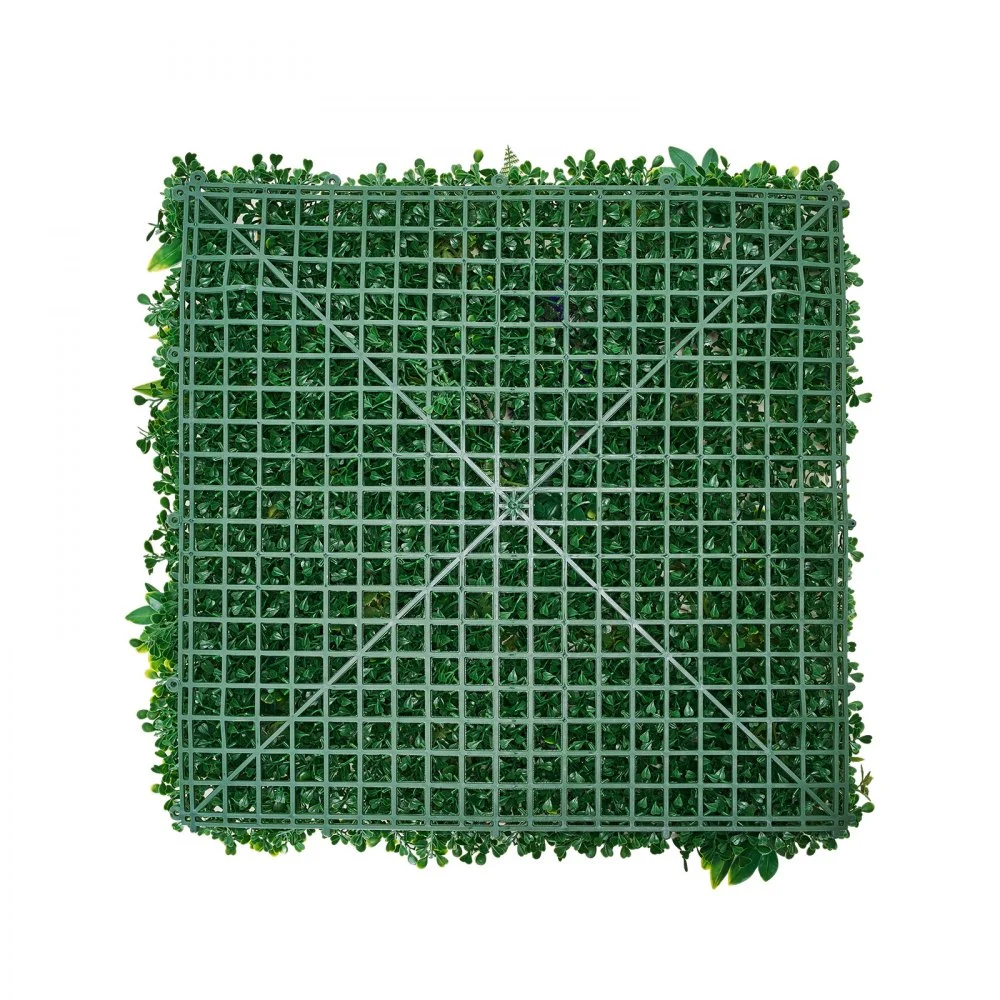 VEVOR Sztuczna ściana roślinna, 8 sztuk, 500x500x50 mm, 3D kombinacja zielonych paneli bukszpanowych, zielona dekoracja i osłona płotu z bluszczu, tło ekranu prywatności, ochrona żywopłotu do ogrodu