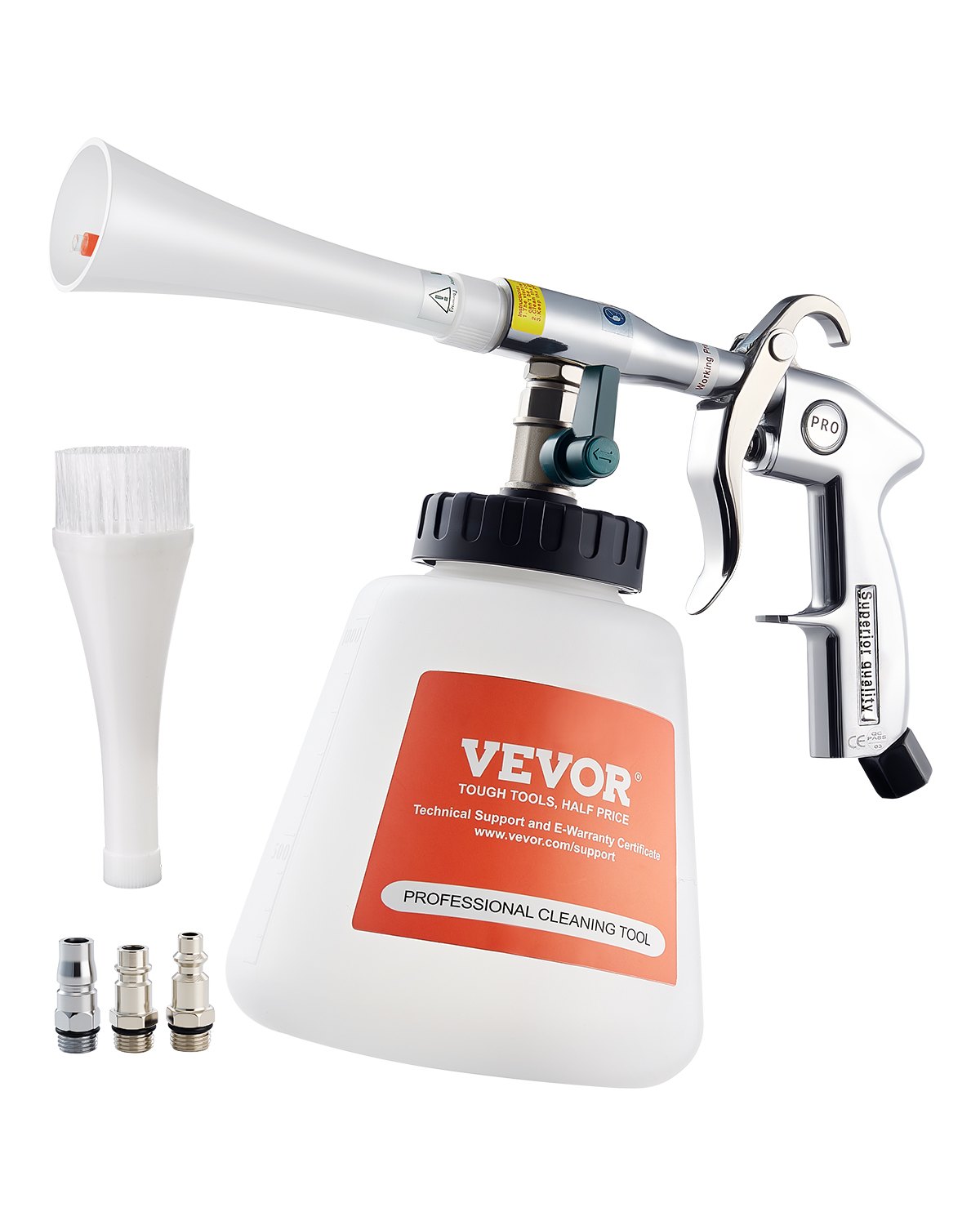 Pistolet do mycia samochodów VEVOR, pistolet do mycia 6-9,2 bar z 2 dyszami i butelką płynu o pojemności 1 litra, pistolet do czyszczenia Vortex, pistolet do przedmuchiwania sprężonym powietrzem, kompatybilny ze sprężarką powietrza 1/4 NPT