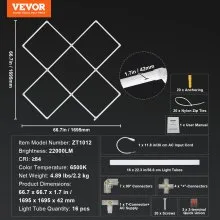 Lampa garażowa LED VEVOR 22000 lm lampa garażowa warsztatowa lampa sufitowa reflektor budowlany