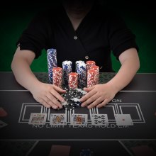 Zestaw żetonów do pokera VEVOR, 500-częściowy zestaw do pokera nieoznakowany, zestaw do gry w pokera z aluminiową obudową do pokera, kartami, guzikami i kostkami, kompletny zestaw 9-10 graczy do Texas Hold'em, Blackjack, hazardu itp.