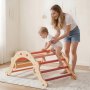 VEVOR Pikler Triangle Set, 9-in-1 Toddler Climbing Toys Indoor, with 2 Wooden Cars, Cushion, Triangle, Arch, and Ramp, 68 kg Load, Foldable Montessori Climbing Set for Toddlers and Kids, Orange