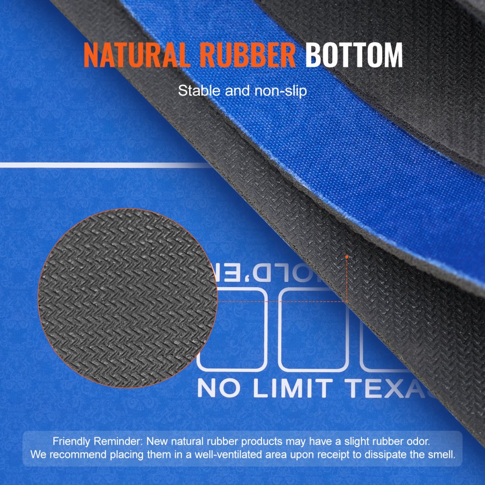 Mata do pokera VEVOR, blat stołu pokerowego 1785 x 900 mm, 6-8 graczy, składany blat stołu pokerowego z torbą, przenośny stół pokerowy, dywan do gry w pokera, pokój pokerowy, prostokątny, niebieski