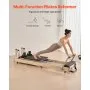 VEVOR Składany sprzęt do ćwiczeń Pilates Reformer z drewna kauczukowego do domowej siłowni, łóżko do pilatesu z podwójnym oporem – sprężyna i linka, sprzęt z siedziskiem, do 181,44 kg