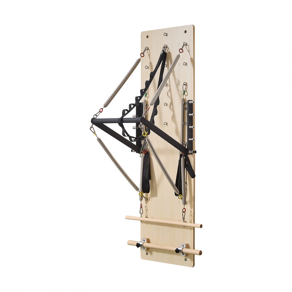 VEVOR Pilates Reformer Wall Mount Machine, Maple Wood Pilates Springboard, Resistance Spring Training Device, Yoga Fitness Trainer for Flexibility and Balance, Home Gym Workout