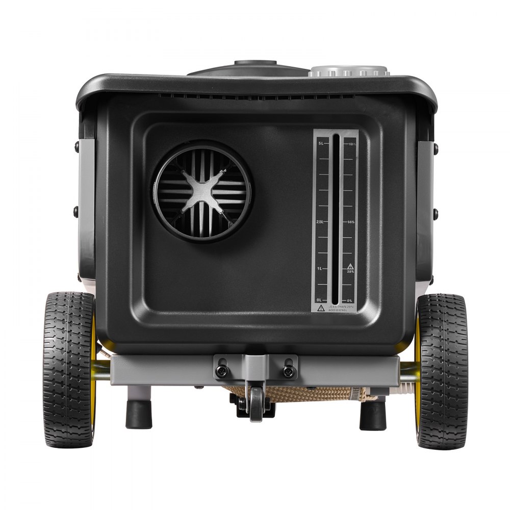 Nagrzewnica VEVOR Diesel 8 kW DC 12 V/24 V, przenośna, wielofunkcyjna nagrzewnica powietrza Diesel z aplikacją Bluetooth, pilotem i ekranem LCD, konstrukcja wózka, zbiornik paliwa 5 l do ciężarówek