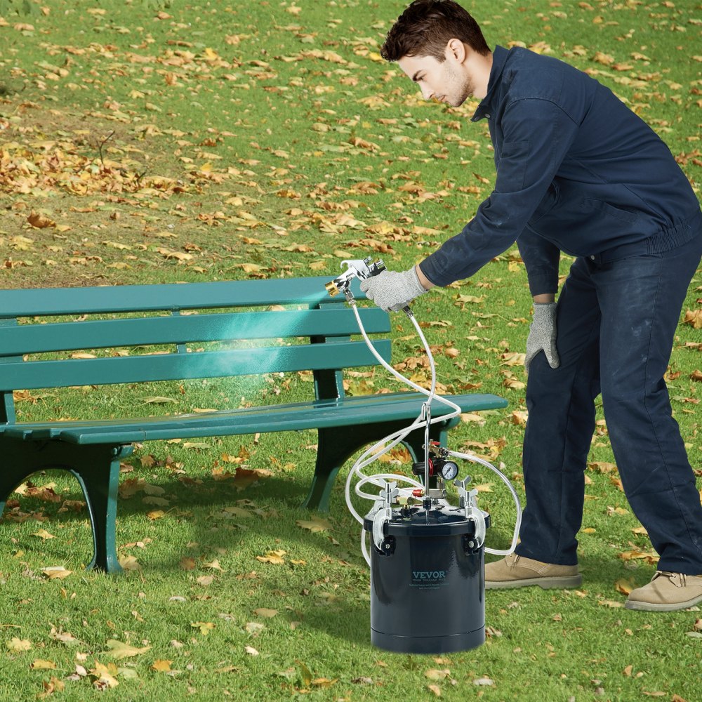 VEVOR zbiornik ciśnieniowy na farbę, zbiornik ciśnieniowy na farbę w sprayu, 10 l, pistolet lakierniczy 60 psi, zbiornik na farbę, Φ 52 x 32 cm, zbiornik na farbę w sprayu, pistolety natryskowe, lakiery, bejce