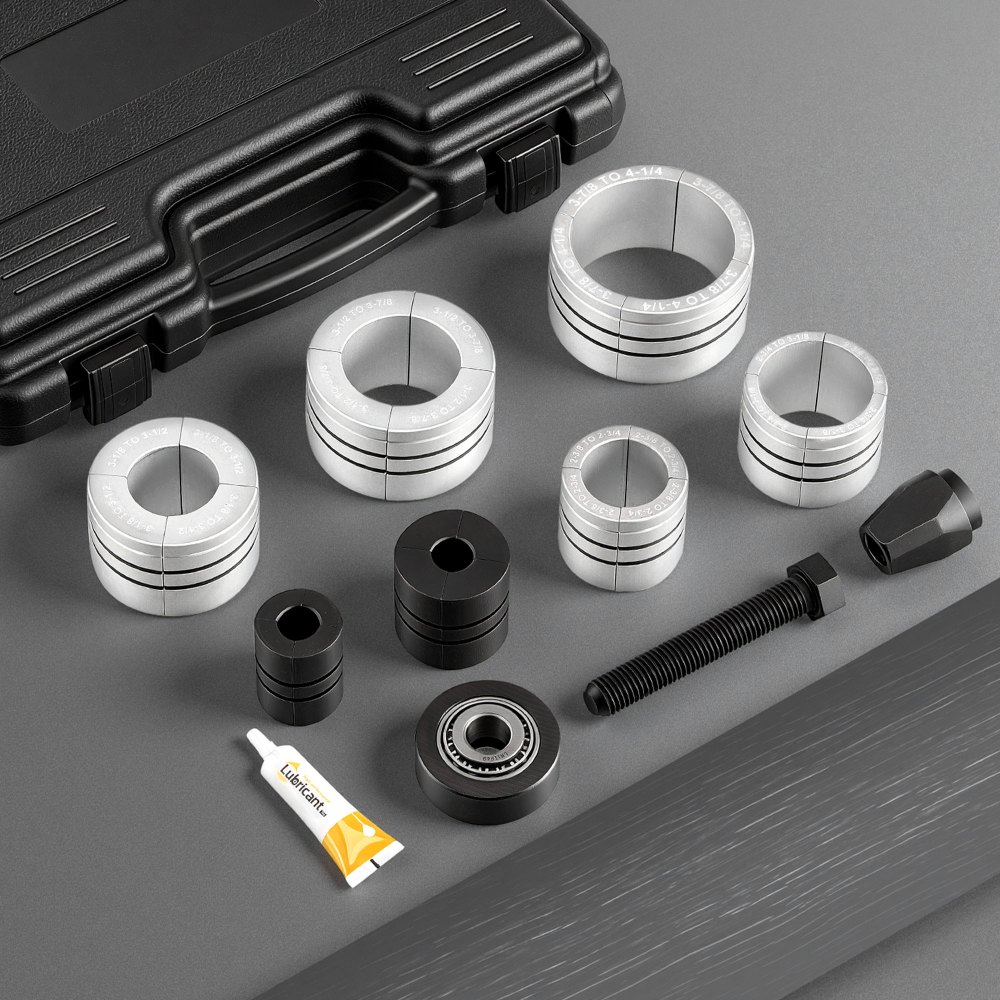 Zestaw do poszerzania rur wydechowych VEVOR, 12 elementów, narzędzie do poszerzania rur wydechowych z 7 precyzyjnymi tulejami ze stali i aluminium do rur wydechowych o średnicy 41,27–107,95 mm, rozszerzacz rur wydechowych ze skrzynką narzędziową do samochodów osobowych, ciężarowych i dostawczych