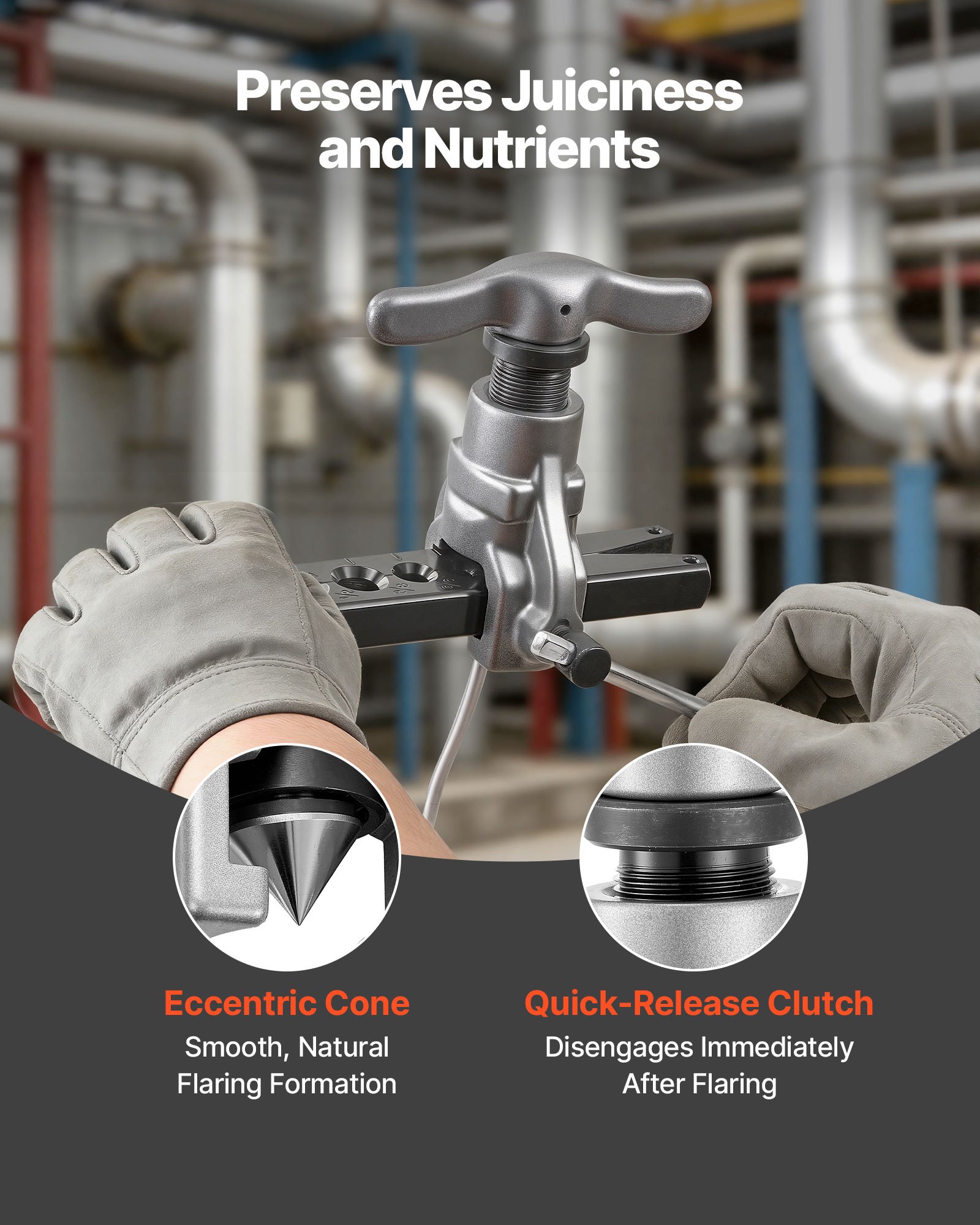 Zestaw narzędzi do rozszerzania rur VEVOR, 2-częściowy, mimośrodowe narzędzie do rozszerzania rur 45° do pojedynczego rozszerzania, rozszerzanie rur HVAC dla rur miedzianych i aluminiowych o średnicy 4,76–19,05 mm, zestaw naprawczy z walizką narzędziową do rur HVAC