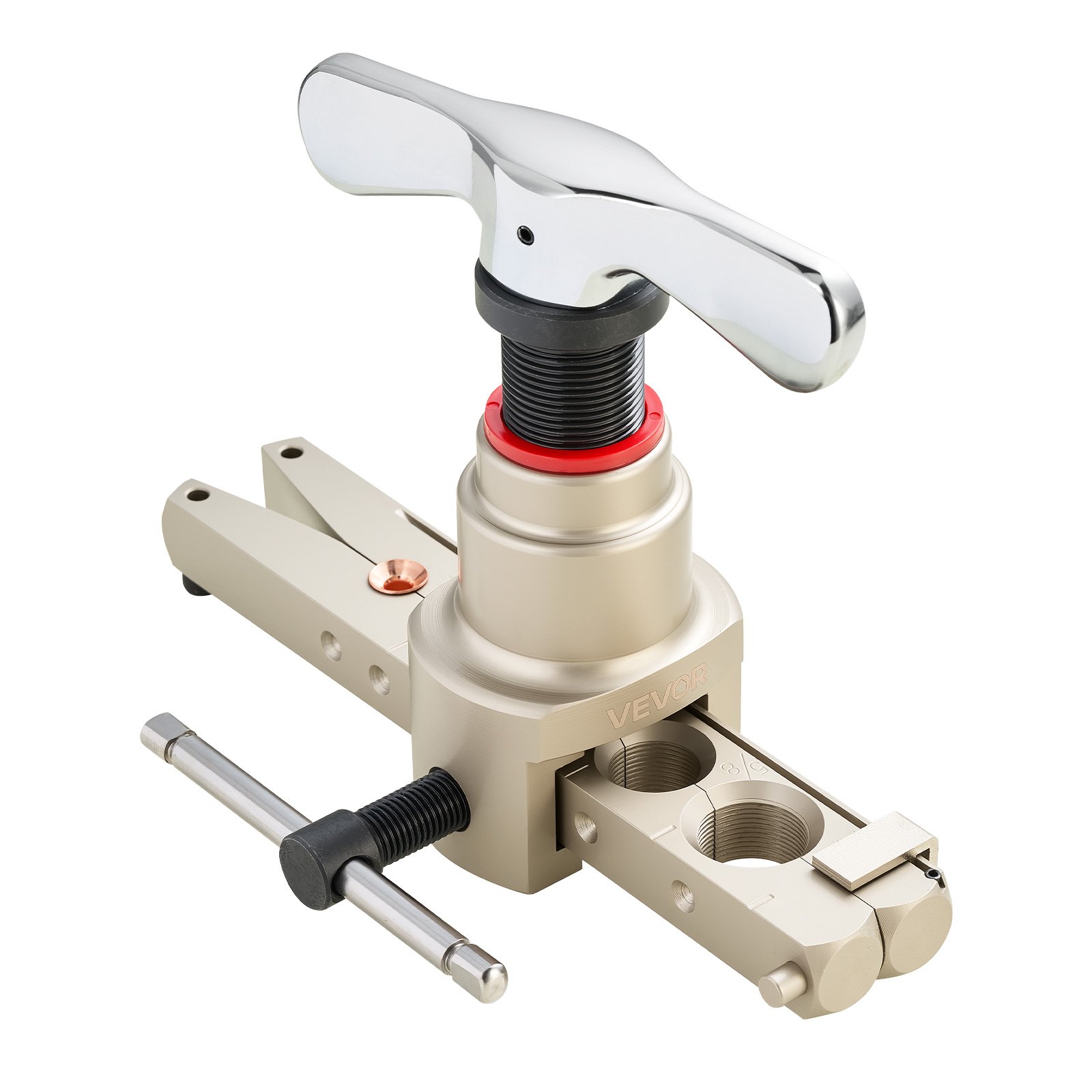 VEVOR Flaring Tool HVAC, 45° Eccentric Single Flaring Tool for 1/4"-3/4" & 6-19mm Copper Aluminum Tubes - with Metric & SAE Clamps, Tube Cutter & Toolbox for Refrigeration Air Conditioner Repair