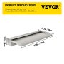 VEVOR Fontanna Wodospadu Ze Stali Nierdzewnej 60 X 33 X 8 cm, Prostokątna Fontanna Ogrodowa Z Wodospadem Zawiera Złącze, Wąż, Zacisk I Taśmę PTFE, Ostrze Wodospadu