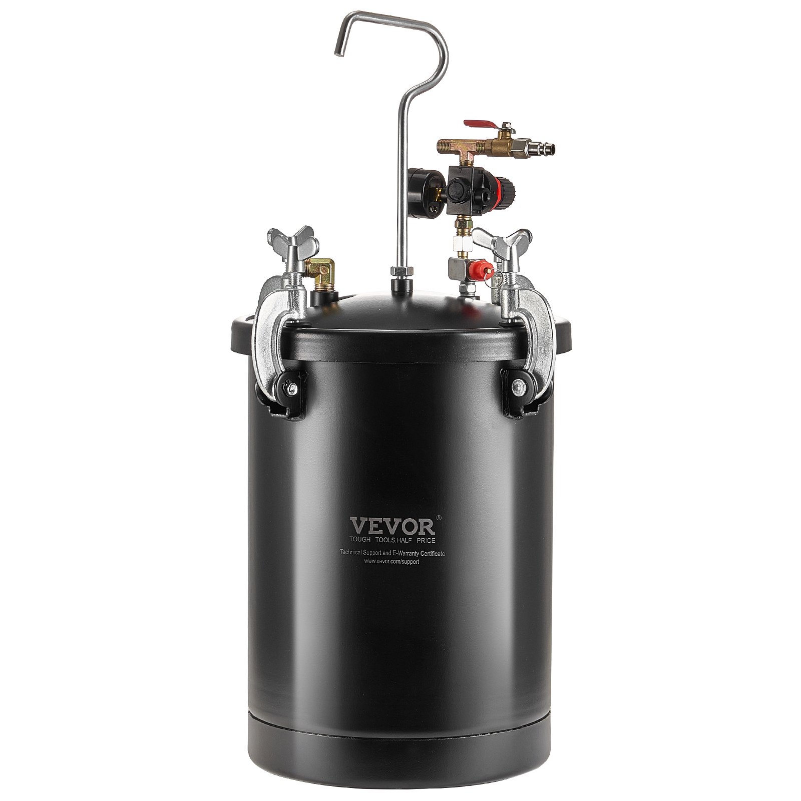 Zbiornik ciśnieniowy VEVOR do farby w sprayu, zbiornik ciśnieniowy 15 l, regulowane ciśnienie 60 psi, stalowy zbiornik ciśnieniowy na farbę z pistoletem natryskowym, wężami, manometrem, do dekoracji wnętrz, malowania przemysłowego