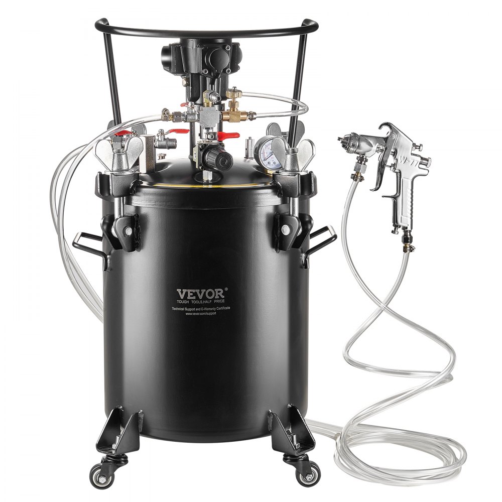Zbiornik ciśnieniowy VEVOR do farby w sprayu, 30 l, w pełni automatyczny zbiornik ciśnieniowy z funkcją mieszania, ciśnienie regulowane 70 psi, pojemnik na farbę w zbiorniku ciśnieniowym z pistoletem natryskowym i wężami, do malowania