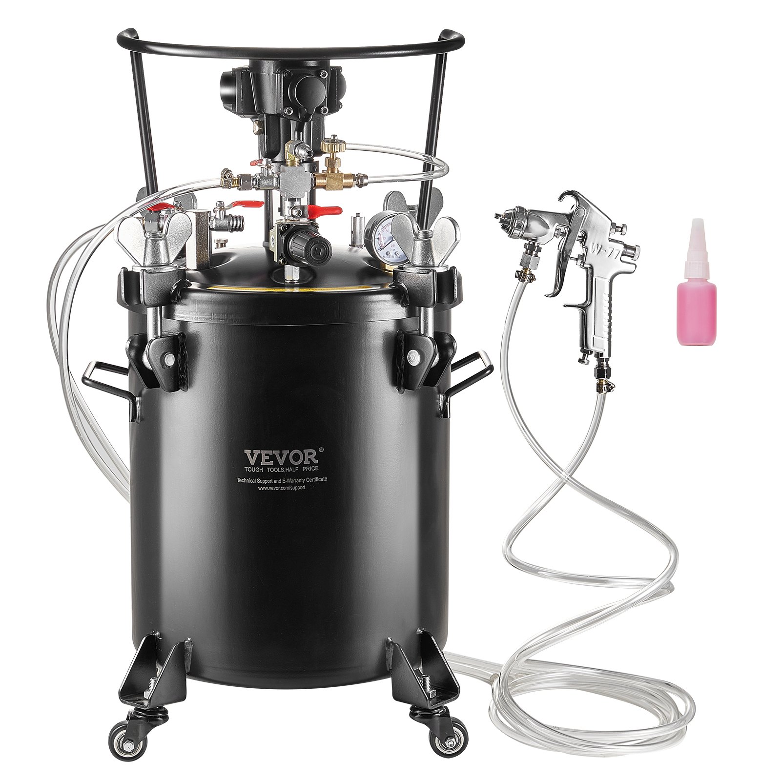Zbiornik ciśnieniowy VEVOR do farby w sprayu, 30 l, w pełni automatyczny zbiornik ciśnieniowy z funkcją mieszania, ciśnienie regulowane 70 psi, pojemnik na farbę w zbiorniku ciśnieniowym z pistoletem natryskowym i wężami, do malowania