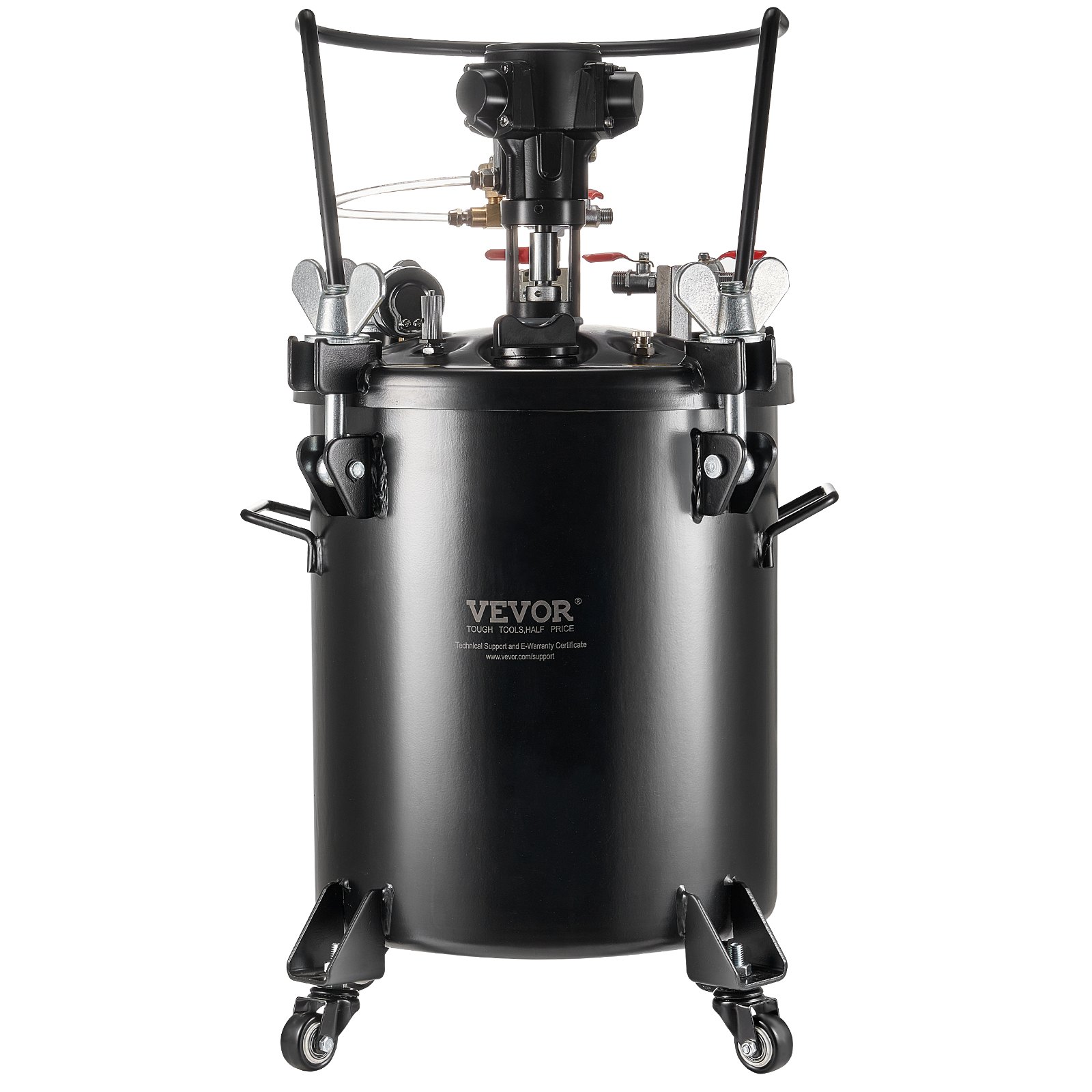 Zbiornik ciśnieniowy VEVOR do farby w sprayu, 30 l, w pełni automatyczny zbiornik ciśnieniowy z funkcją mieszania, ciśnienie regulowane 70 psi, pojemnik na farbę w zbiorniku ciśnieniowym z pistoletem natryskowym i wężami, do malowania