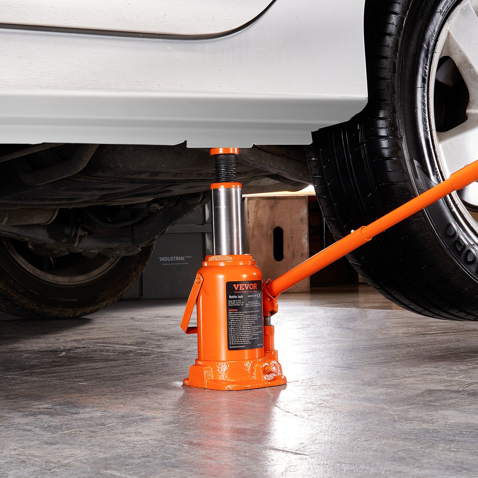 VEVOR 12t Bottle Jack, Hydraulic Jack for Cars and SUVs, 190-355mm, Compact Jack, Support Jack, Portable Hydraulic Cylinder, Orange Hydraulic Jack