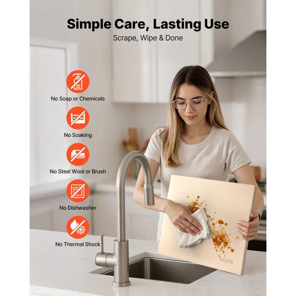 VEVOR Pizza Stone, 38 x 30 cm Rectangular Cordierite Pizza Stone, Extra Large Baking-Stone with Scraper, 15 mm Thick Heat-Resistant Cordierite, for Kitchen Oven, Baking Bread & Pizzas, BBQ Grilling