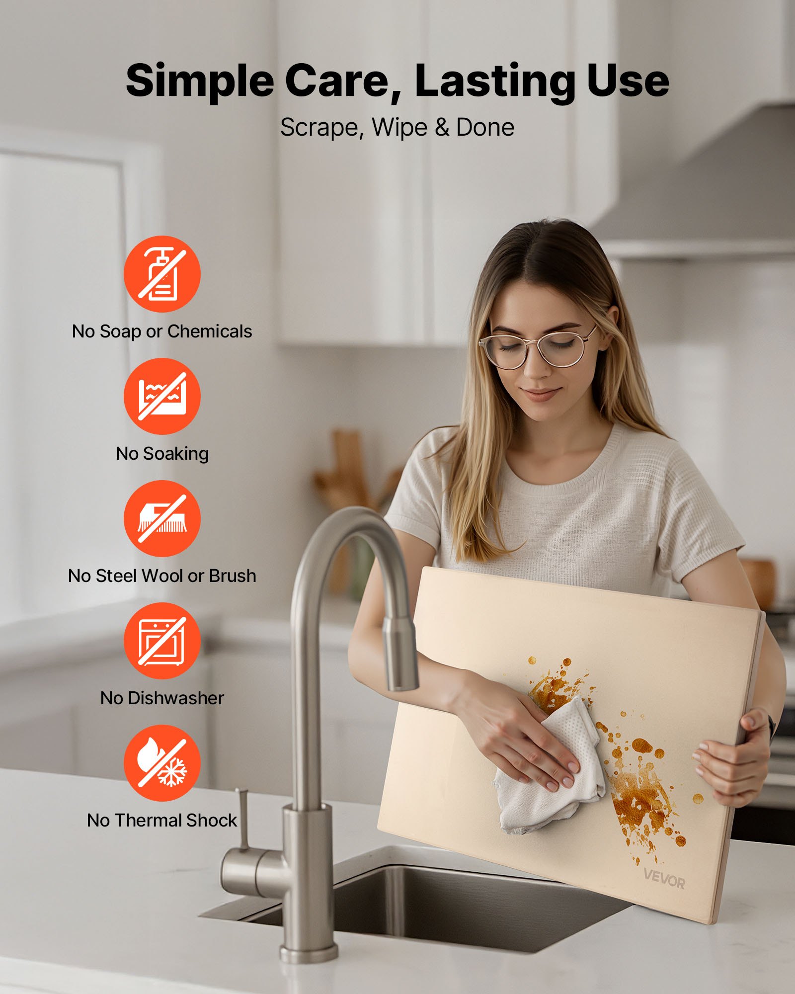 VEVOR Pizza Stone, 508 x 355 mm Rectangular Cordierite Pizza Stone, Extra Large Baking-Stone with PP Scraper, 17 mm Thick Heat-Resistant Cordierite, for Oven, Baking Bread & Pizzas, BBQ Grilling