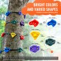 Zestaw wspinaczkowy VEVOR Ninja Tree Climbing Set, 12 uchwytów do wspinaczki po drzewach i 6 pasów zapadkowych dla dzieci i dorosłych, różne kolory i kształty, do treningu przeszkód Ninja Warrior Outdoor