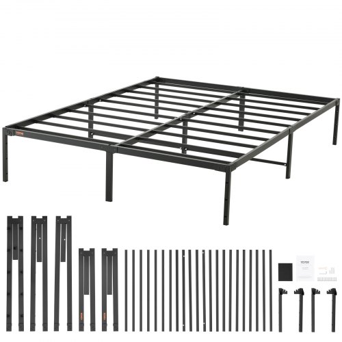 Łóżko z platformą VEVOR rama z listew stalowych rama łóżka metalowego 680 kg nośność rama łóżka 2085 x 1578 x 360 mm wymiary materaca wbudowanego 2030 x 1525 mm przestrzeń do przechowywania rama łóżka czarna
