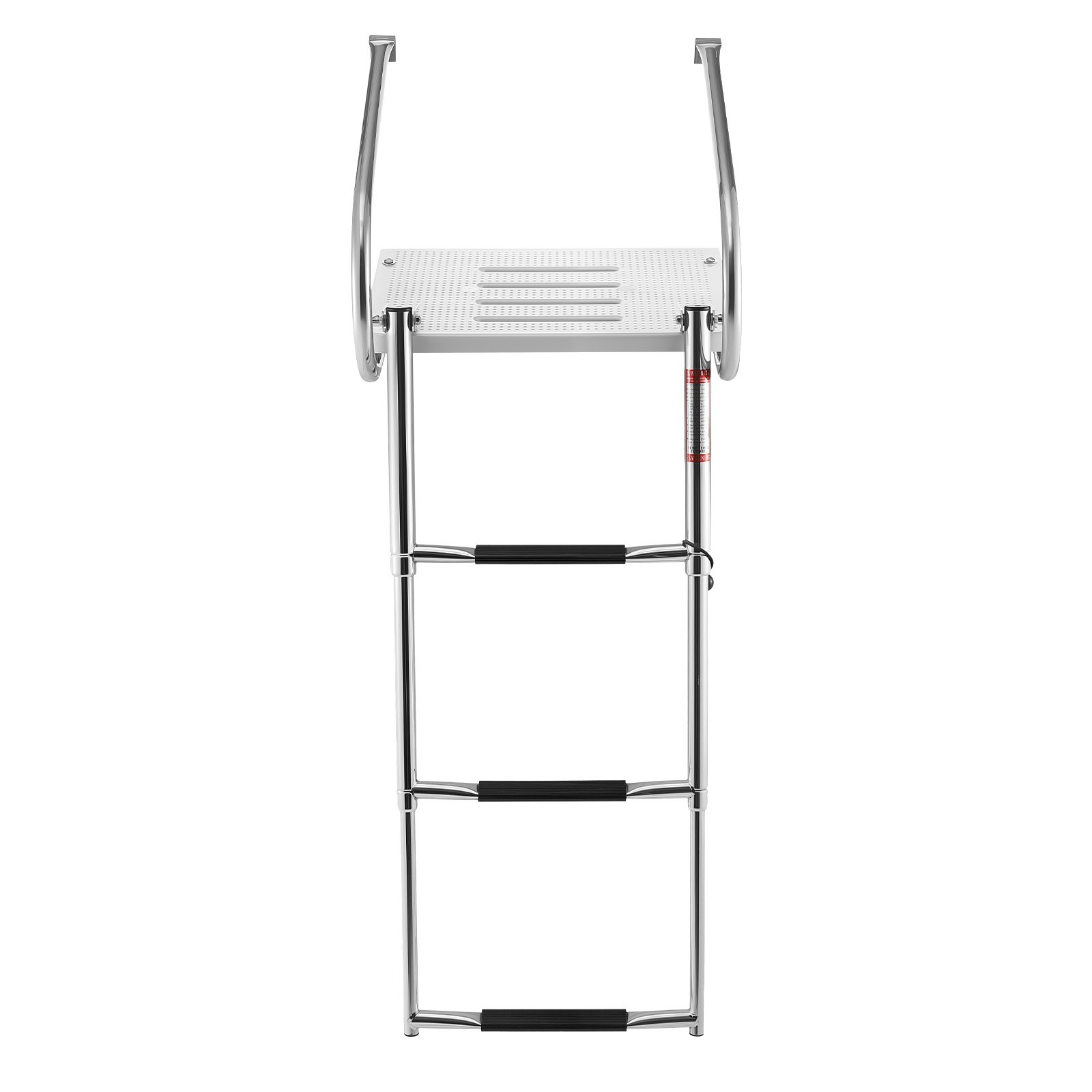 VEVOR Rozkładana drabina do łodzi, drabinka do pływania z 3 stopniami, pedałem antypoślizgowym, poręczą i platformą, udźwig 181 kg, dostęp rufowy, teleskopowa drabina ze stali nierdzewnej do łodzi, doków i basenów