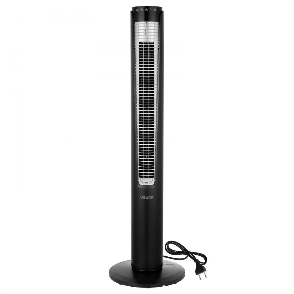Wentylator kolumnowy VEVOR 60 W, 107 cm, 3 prędkości, 4 tryby, 12-godzinny timer, wentylator oscylacyjny 70° z pilotem, cichy wentylator stojący do sypialni i biura, czarny